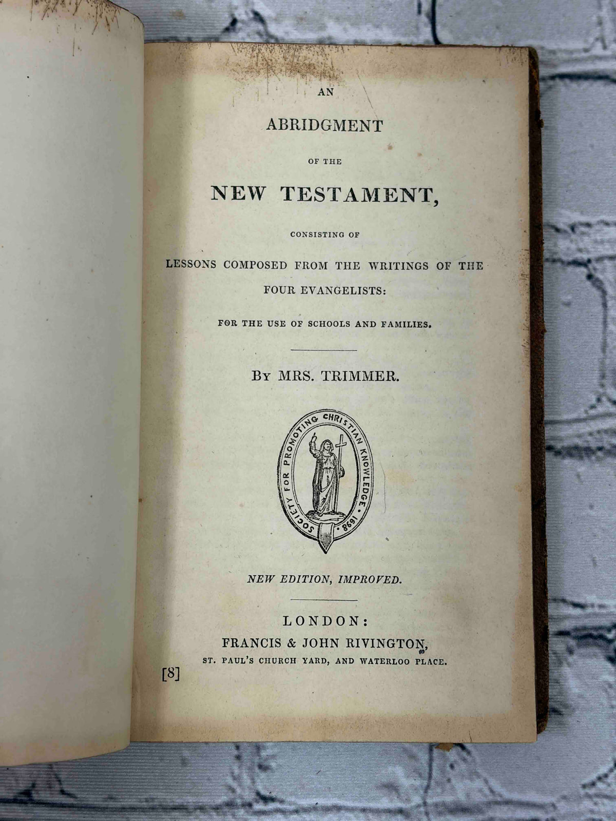 An Abridgment of the New Testament by Mrs. Trimmer, Rivington leather edition - title page