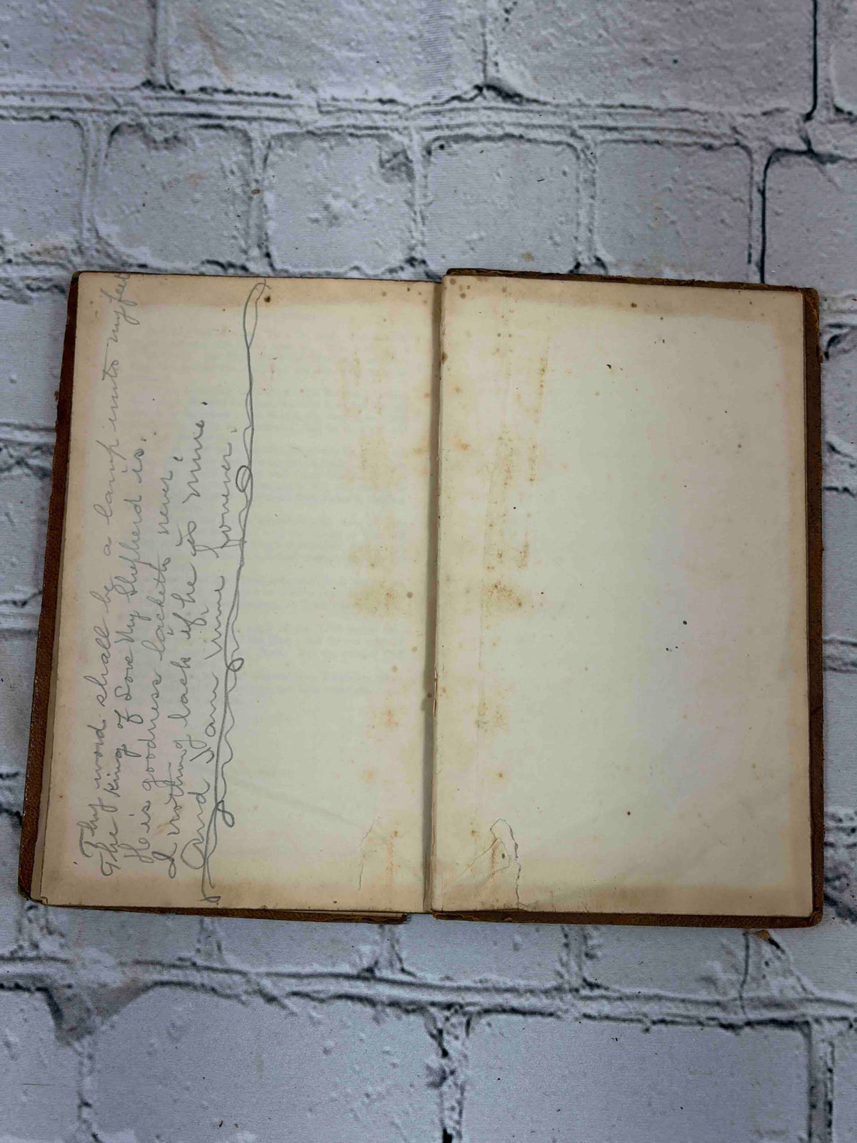 An Abridgment of the New Testament by Mrs. Trimmer, Rivington leather edition - handwritten pencil verses on rear endpaper