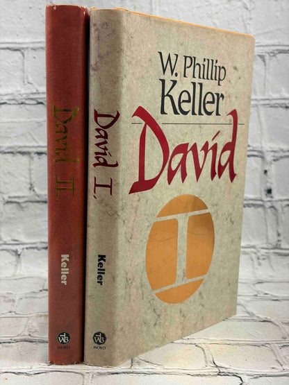 David I and David II by W. Phillip Keller, Word Books hardcovers - spines and front dust jacket
