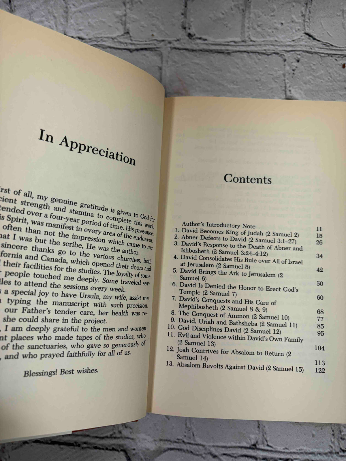 David I and David II by W. Phillip Keller, Word Books hardcovers - David II contents
