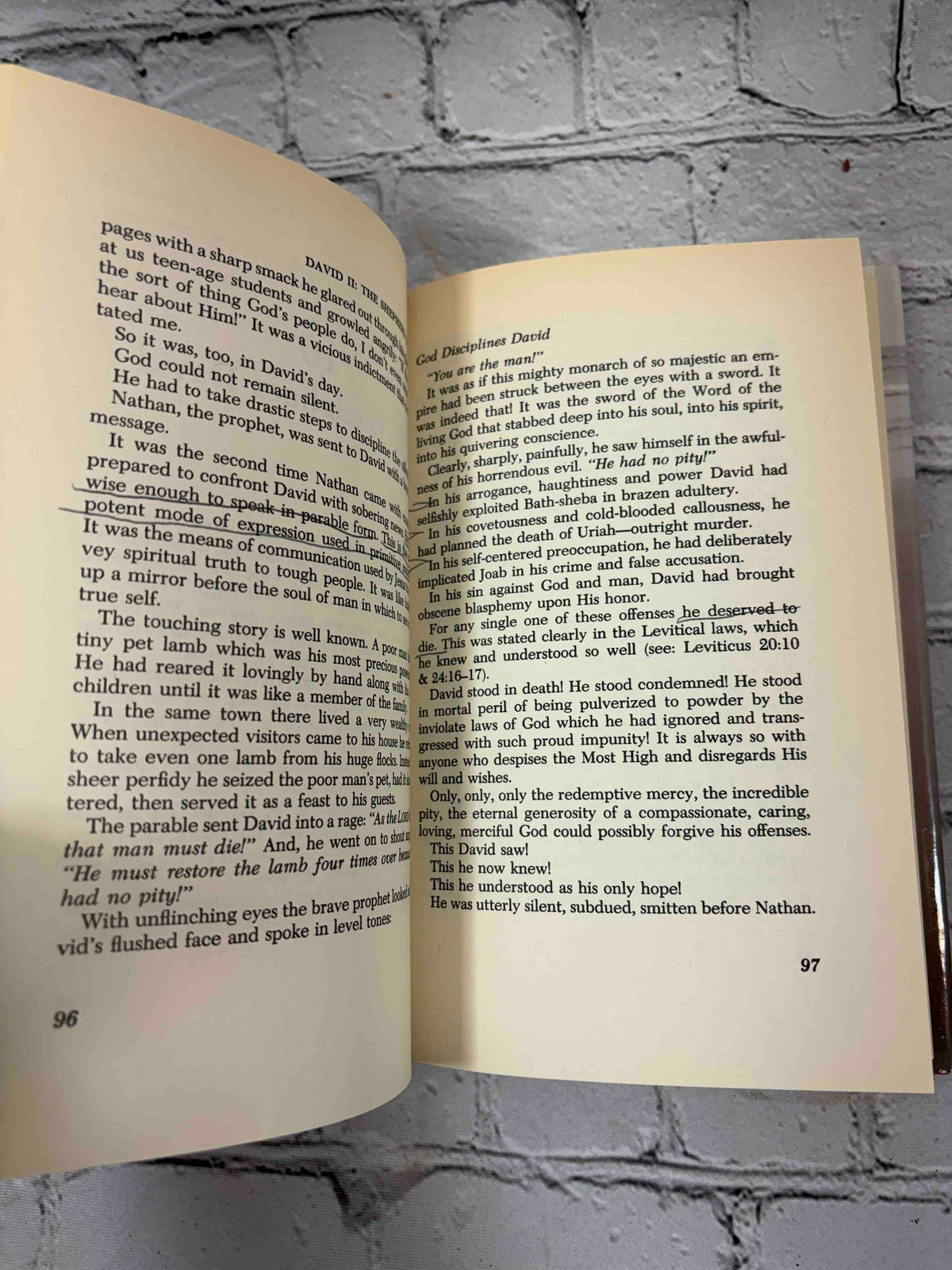 David I and David II by W. Phillip Keller, Word Books hardcovers - ink underlining in David II