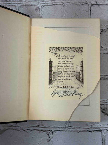 Streams in the Desert by Mrs. Chas. E. Cowman, 22nd edition - Lee Stoneking bookplate on torn front free endpaper