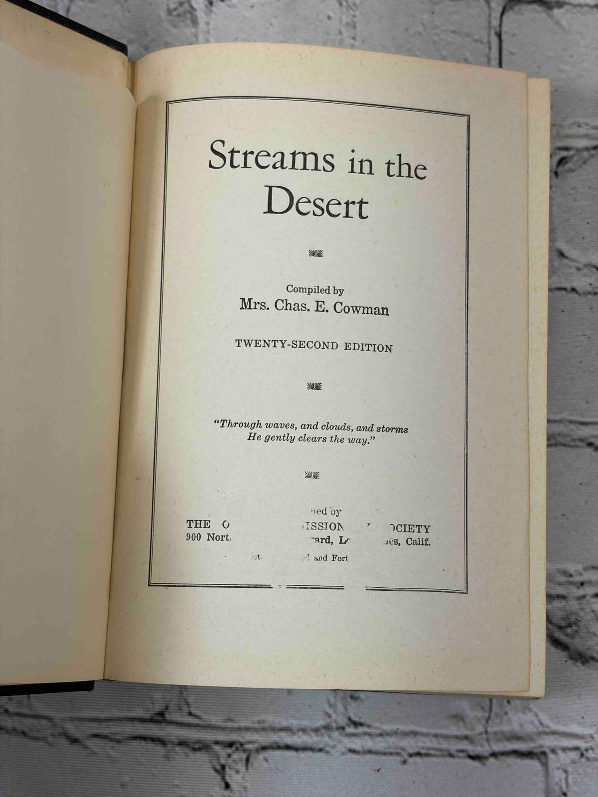 Streams in the Desert by Mrs. Chas. E. Cowman, 22nd edition - title page