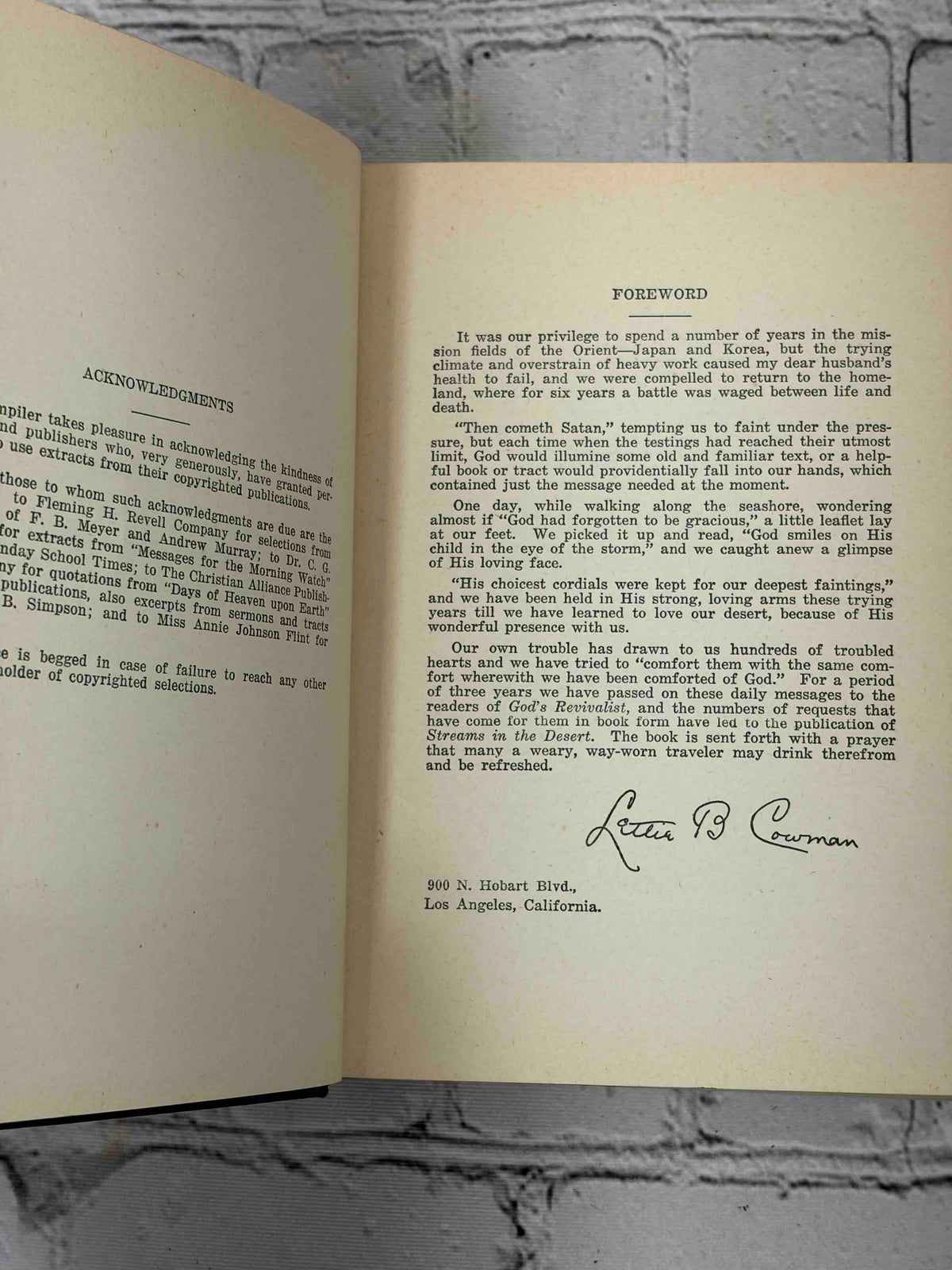 Streams in the Desert by Mrs. Chas. E. Cowman, 22nd edition - foreword