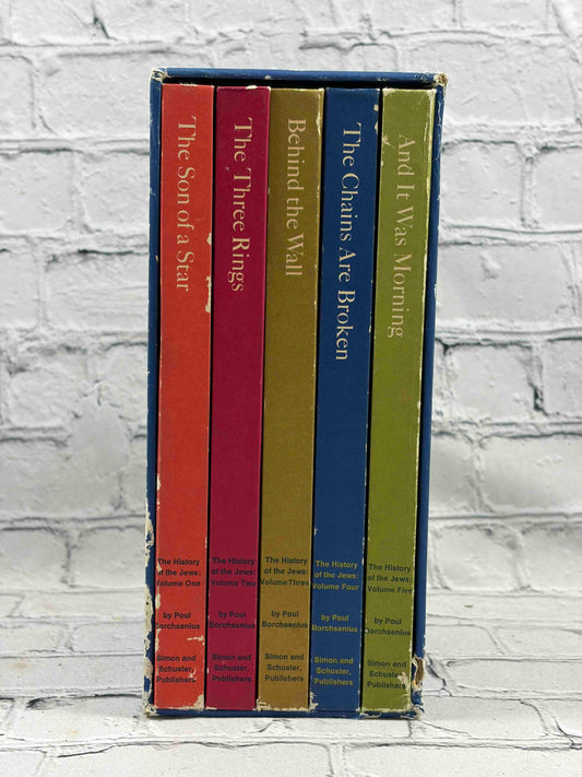 The History of the Jews by Poul Borchsenius, 1965 Simon and Schuster 5-volume set - volume spines in slipcase