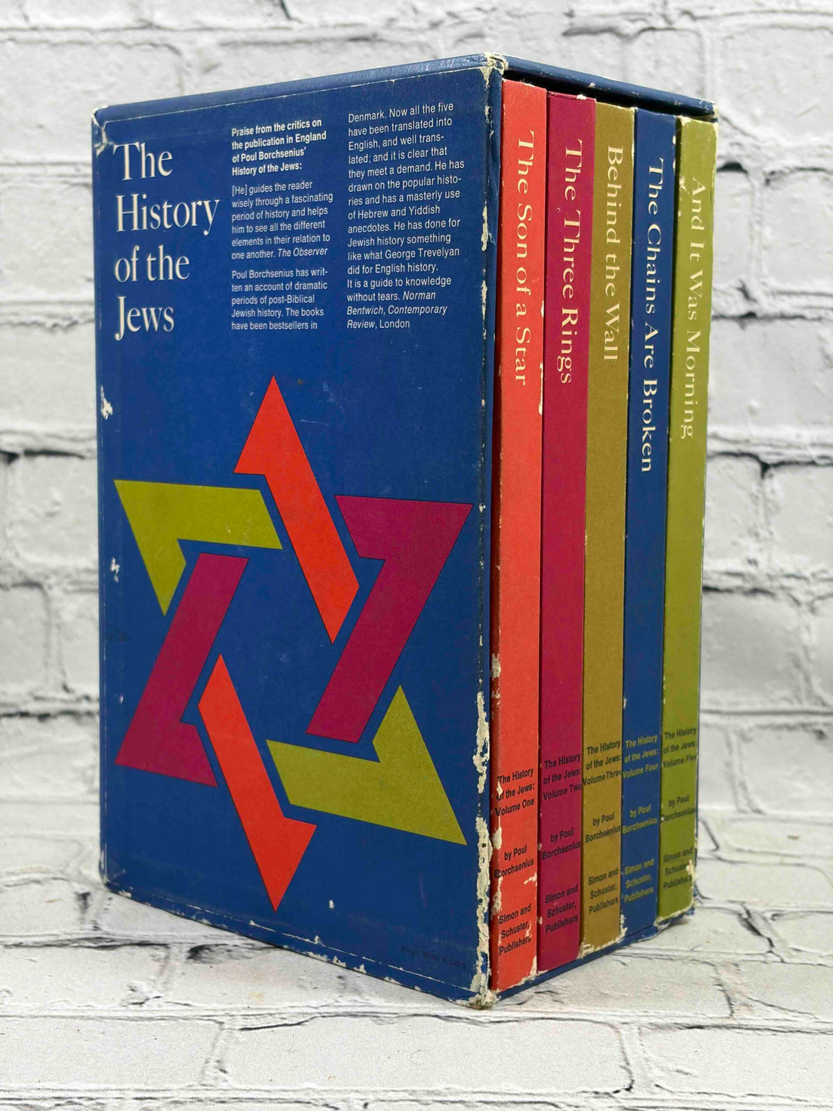 The History of the Jews by Poul Borchsenius, 1965 Simon and Schuster 5-volume set - slipcase side