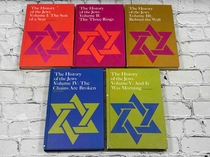 The History of the Jews by Poul Borchsenius, 1965 Simon and Schuster 5-volume set - front covers of all five volumes