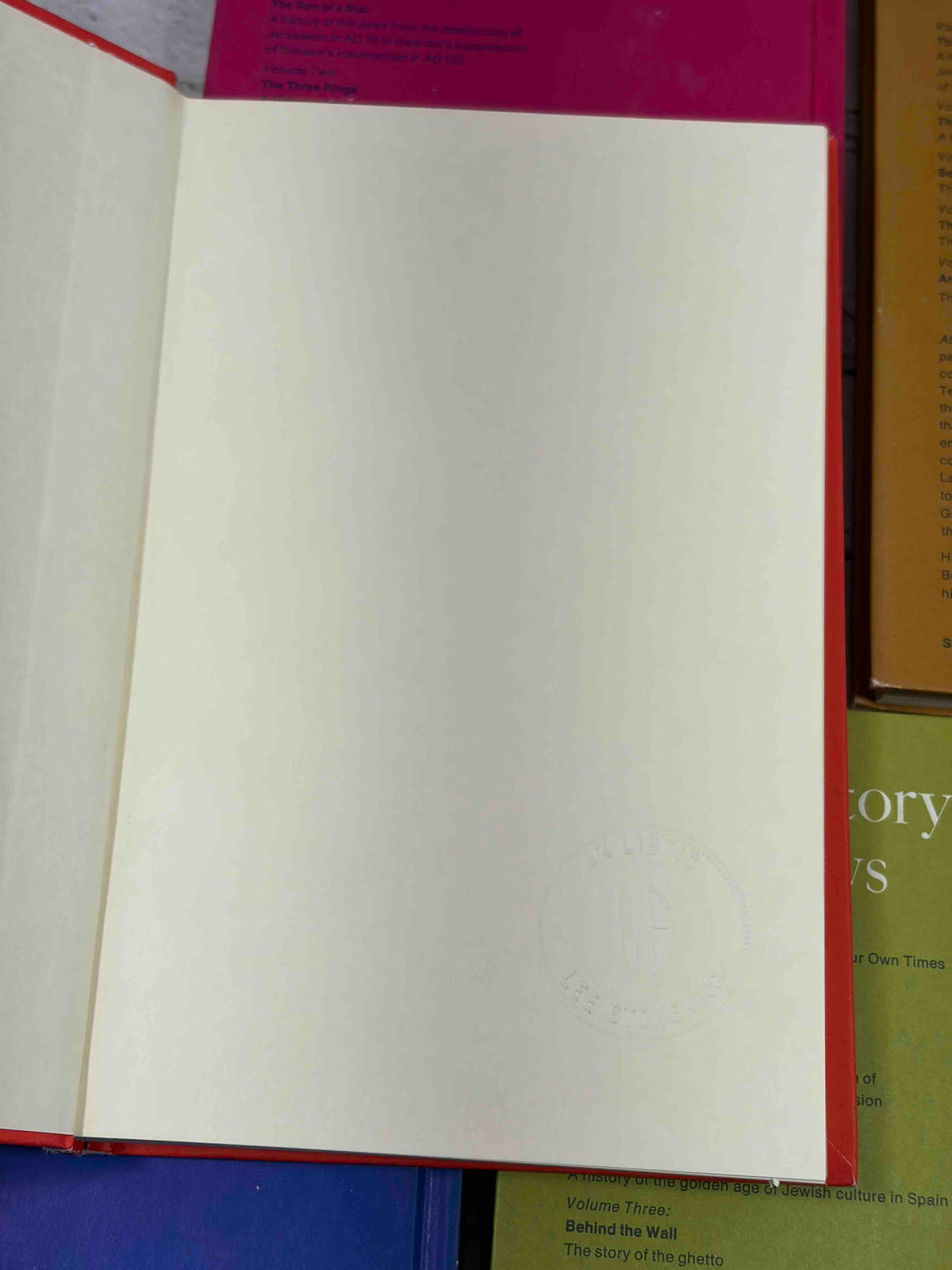 The History of the Jews by Poul Borchsenius, 1965 Simon and Schuster 5-volume set - embossed Lee Stoneking stamp in Volume One
