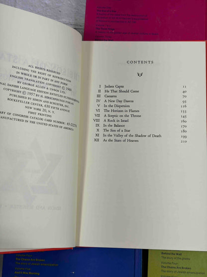 The History of the Jews by Poul Borchsenius, 1965 Simon and Schuster 5-volume set - Volume One copyright page and contents