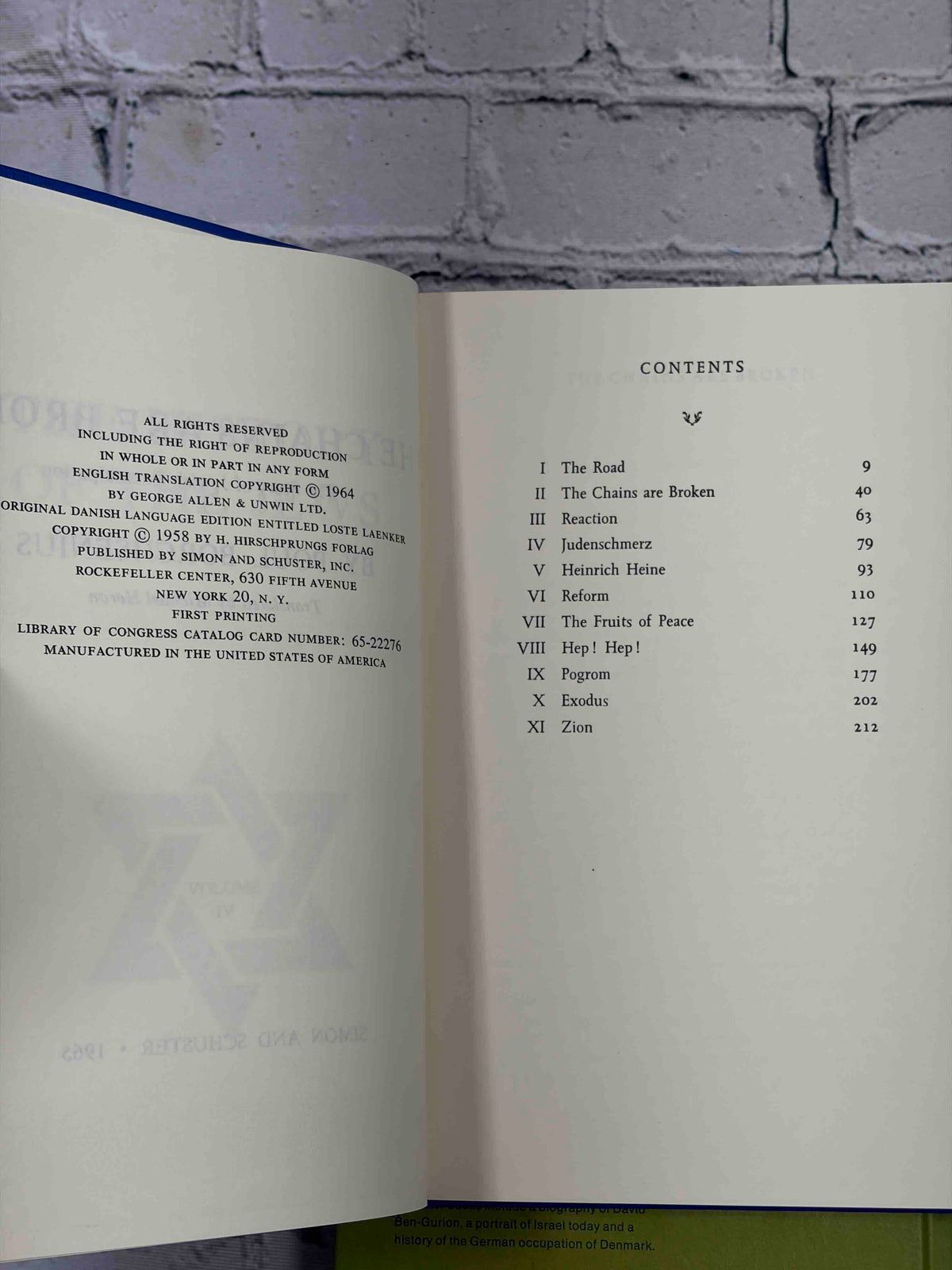 The History of the Jews by Poul Borchsenius, 1965 Simon and Schuster 5-volume set - Volume Four copyright page and contents