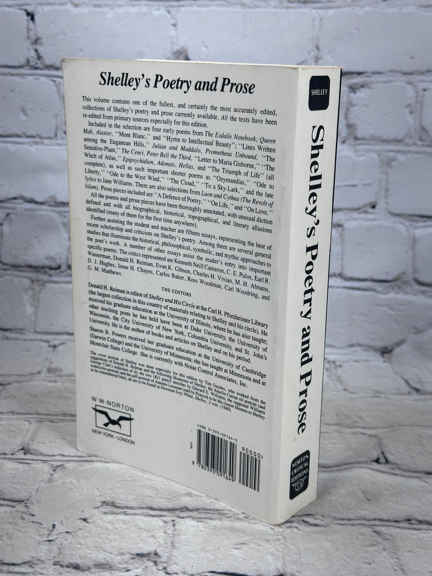 Shelley's Poetry & Prose Authoritative Texts Criticism Edited by Reiman & Powers [1977]