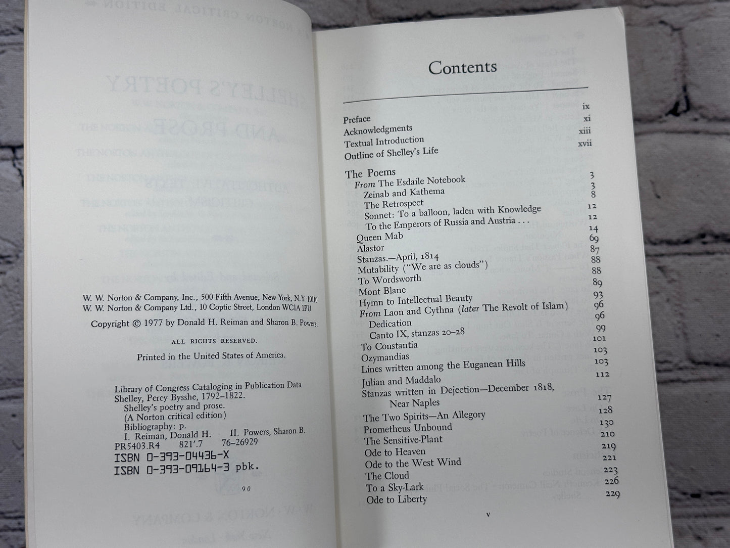 Shelley's Poetry & Prose Authoritative Texts Criticism Edited by Reiman & Powers [1977]