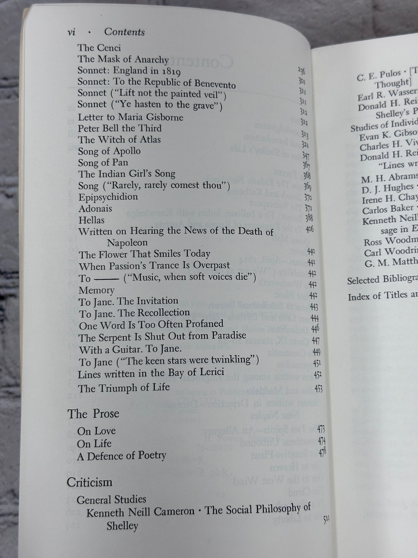 Shelley's Poetry & Prose Authoritative Texts Criticism Edited by Reiman & Powers [1977]