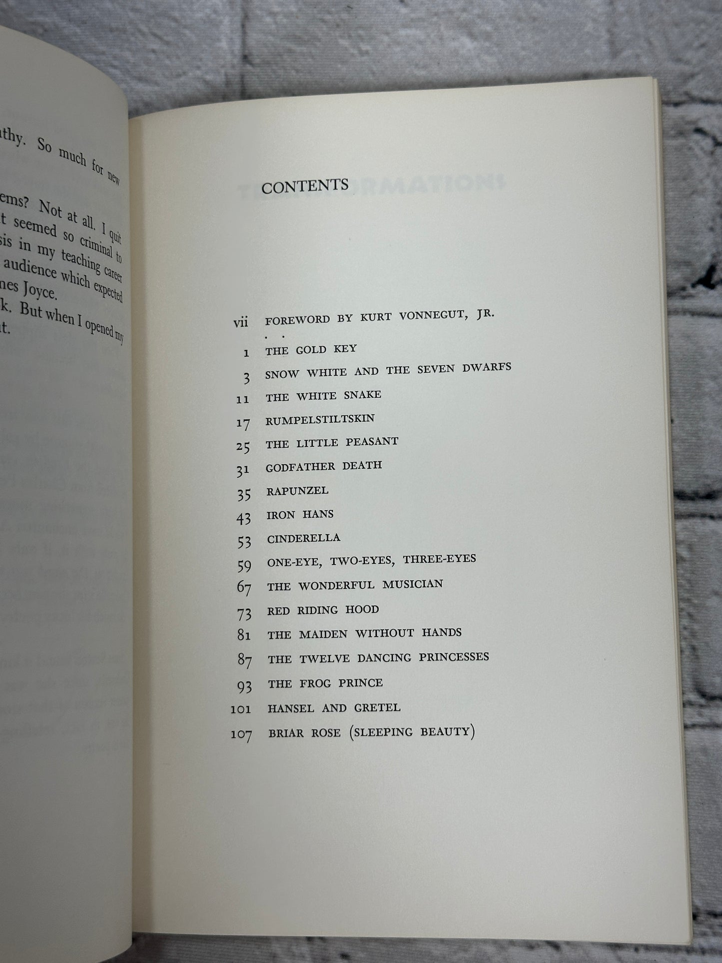 Transformations By Anne Sexton Preface By Kurt Vonnegut [3rd Print · 1971]