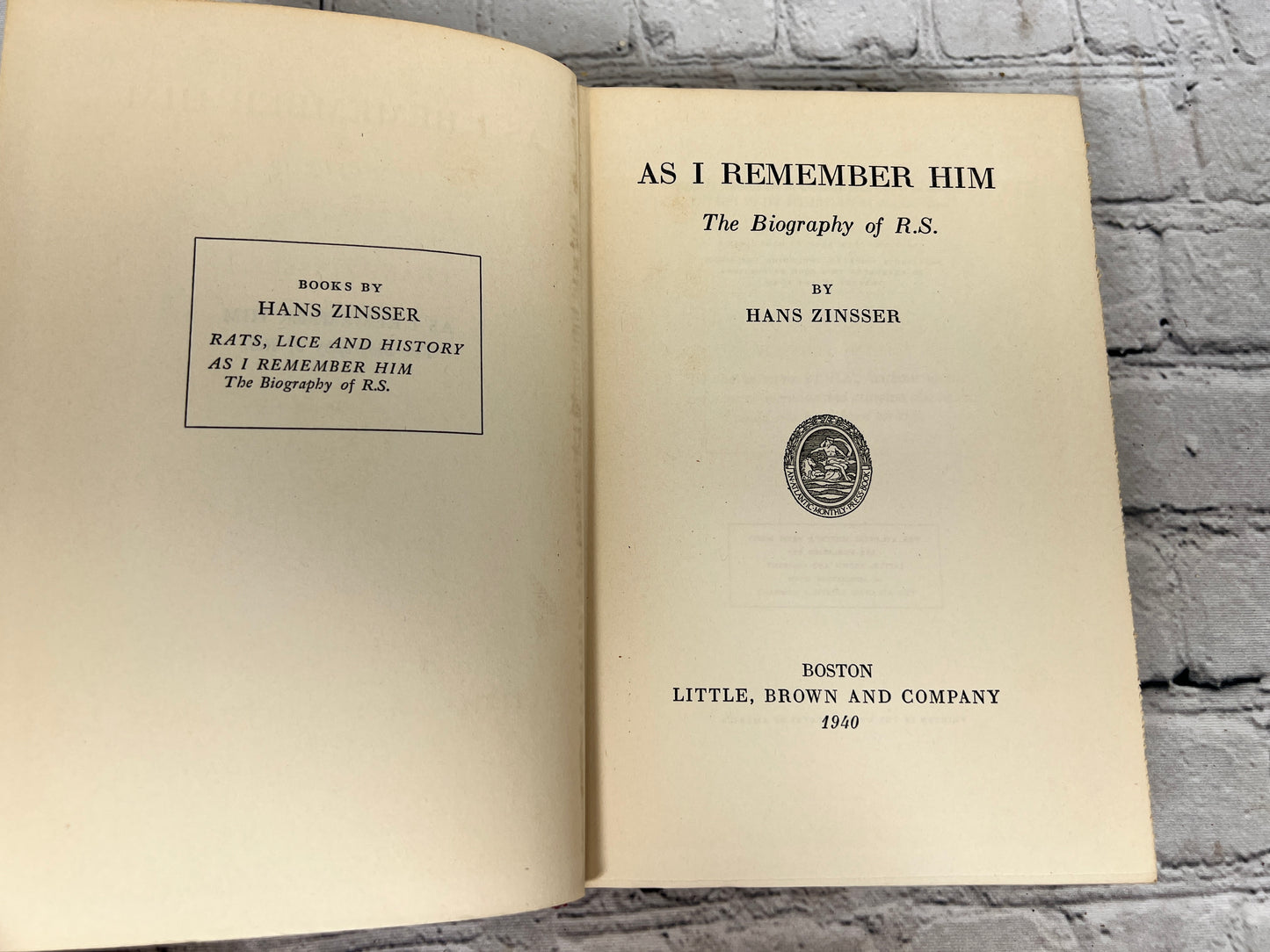 As I Remember Him by Hans Zinsser [1940 · BOTMC]