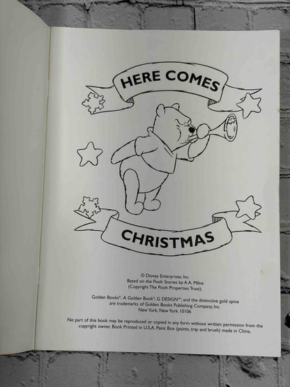 Pooh Paint Box Book: Here Comes Christmas, Golden Books - title page