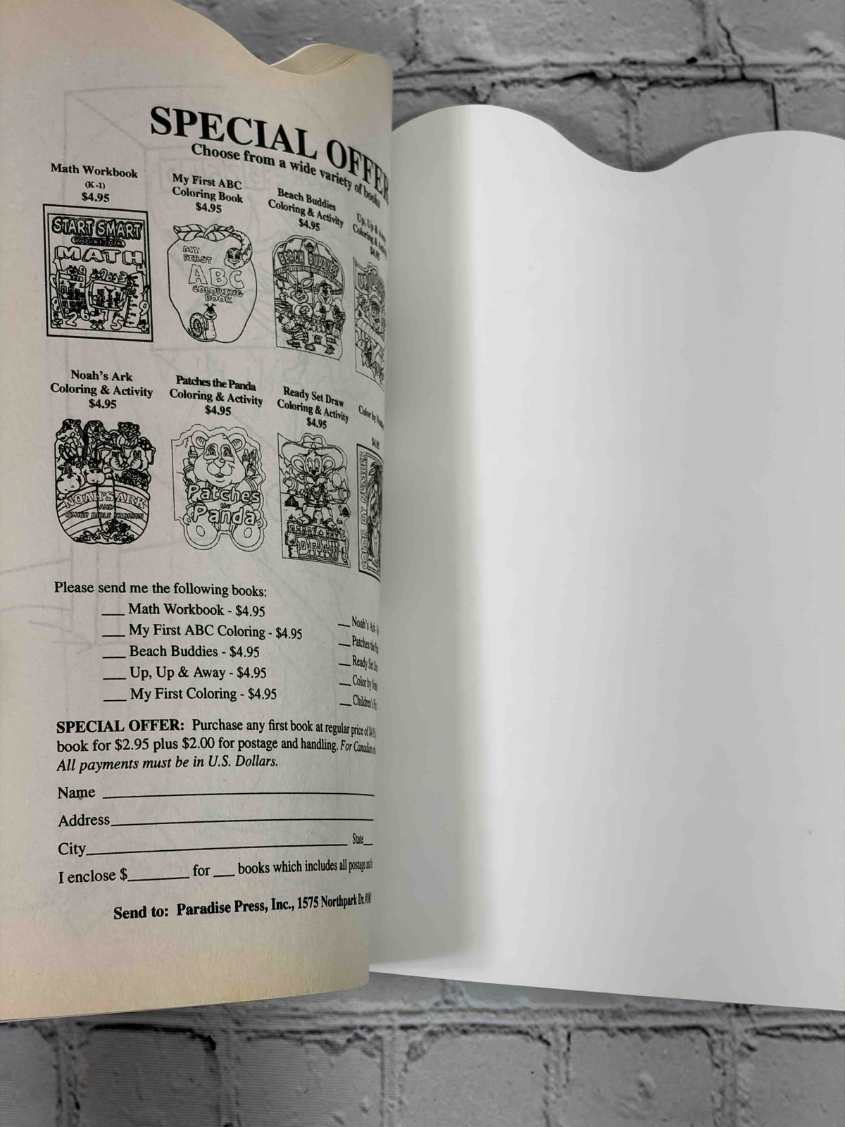 Halloween Fun Coloring & Activity Book, 1999 Paradise Press - mail-order offer page at the back