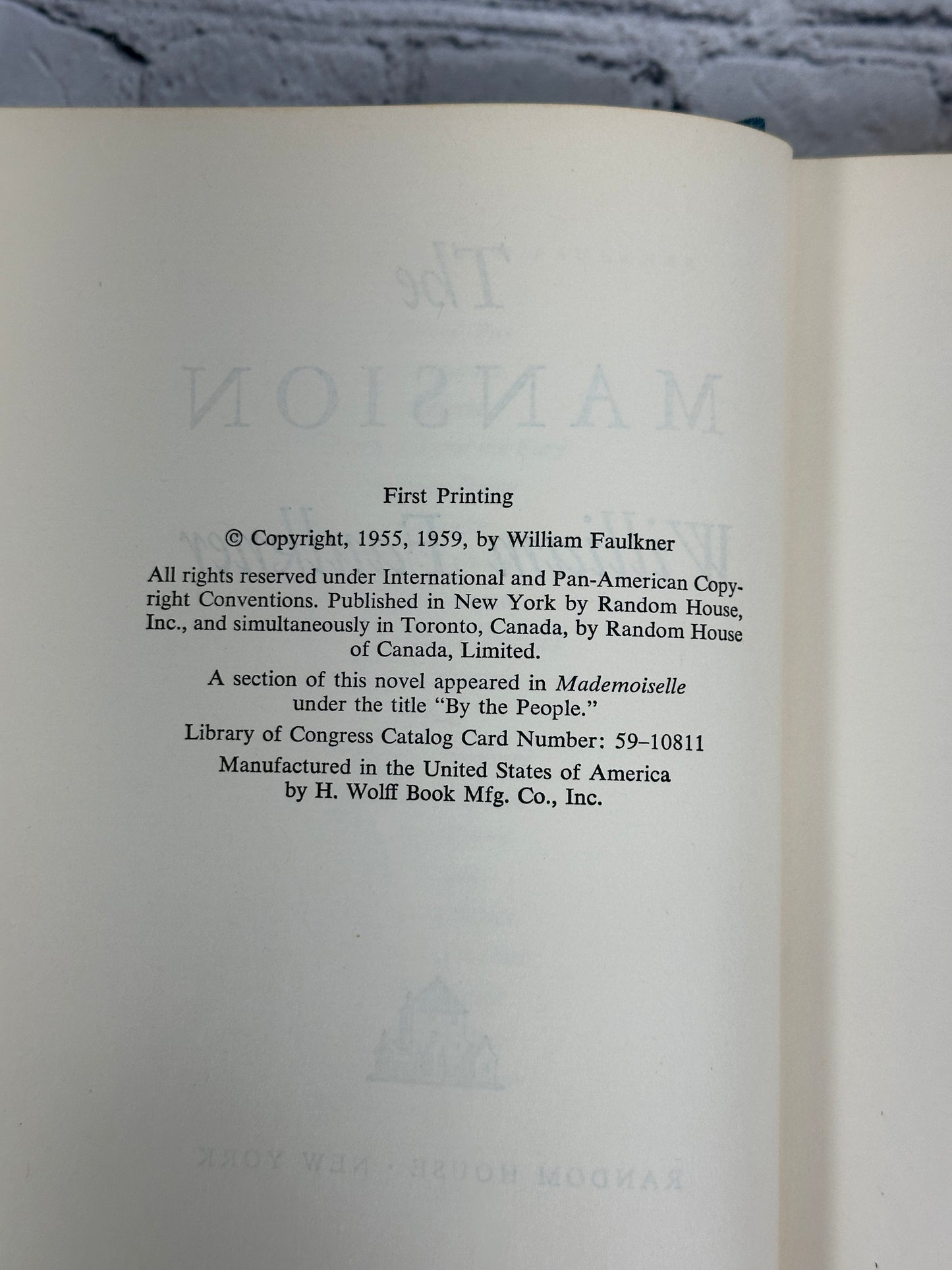 The Mansion by William Faulkner [1st Printing · 1959]