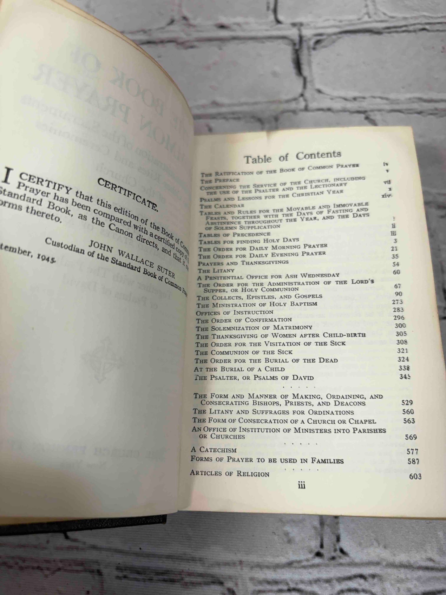 The Book of Common Prayer and the Psalter or Psalms of David