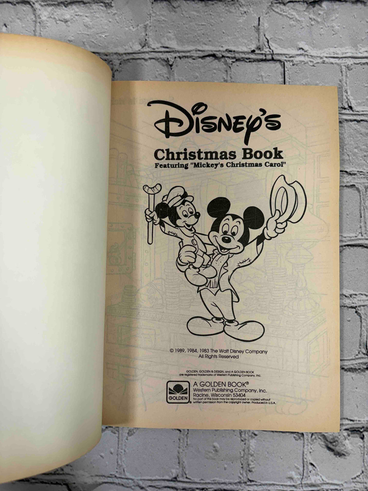 Disney's Christmas Book Featuring Mickey's Christmas Carol, 1989 Golden coloring book - title page