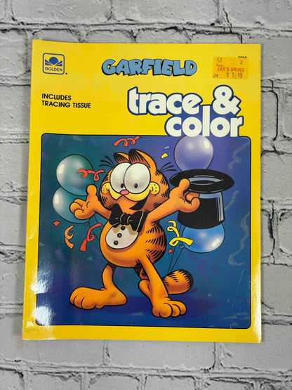 Garfield Trace & Color, 1988 Golden Book - front cover with price sticker