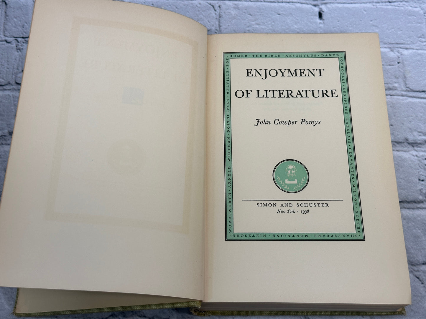 Enjoyment of Literature by John Cowper Powys [1938 · 1st Ed.]