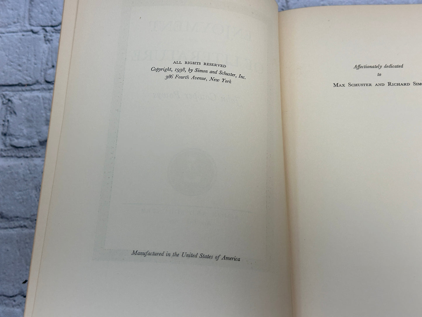 Enjoyment of Literature by John Cowper Powys [1938 · 1st Ed.]