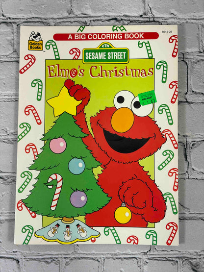 Sesame Street Elmo's Christmas, 1995 Golden coloring book - front cover with price sticker