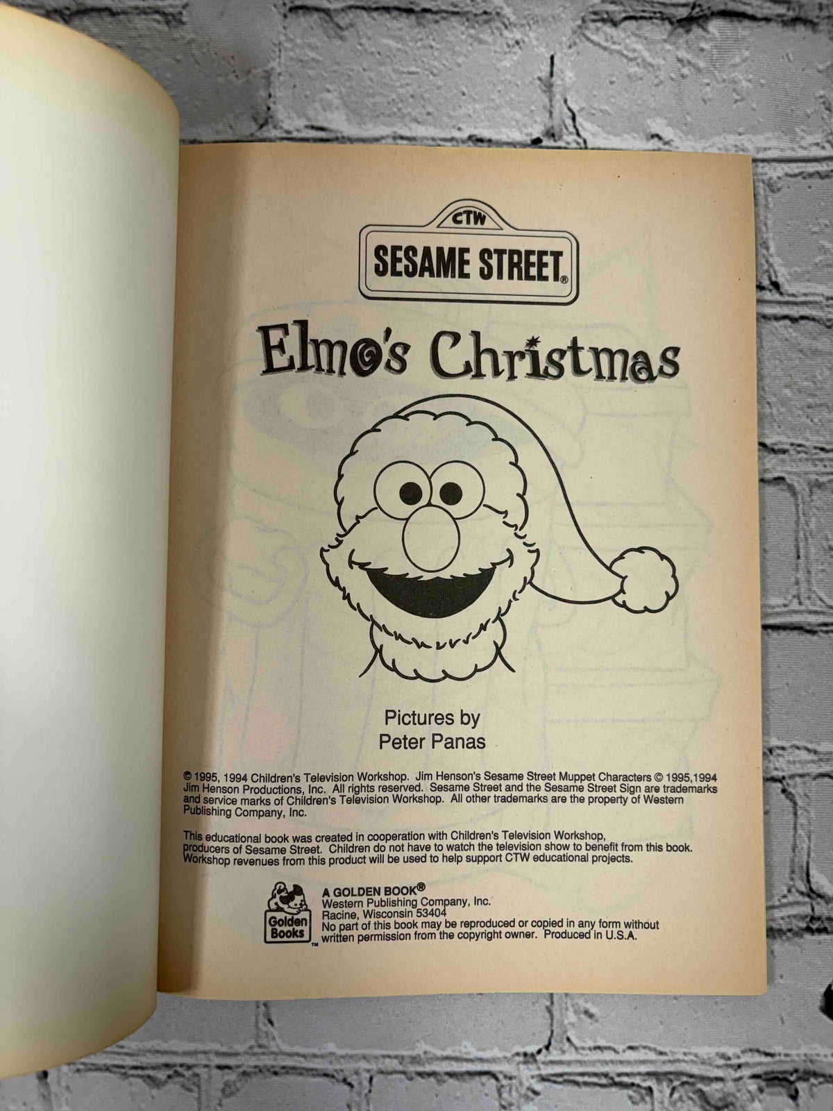 Sesame Street Elmo's Christmas, 1995 Golden coloring book - title page