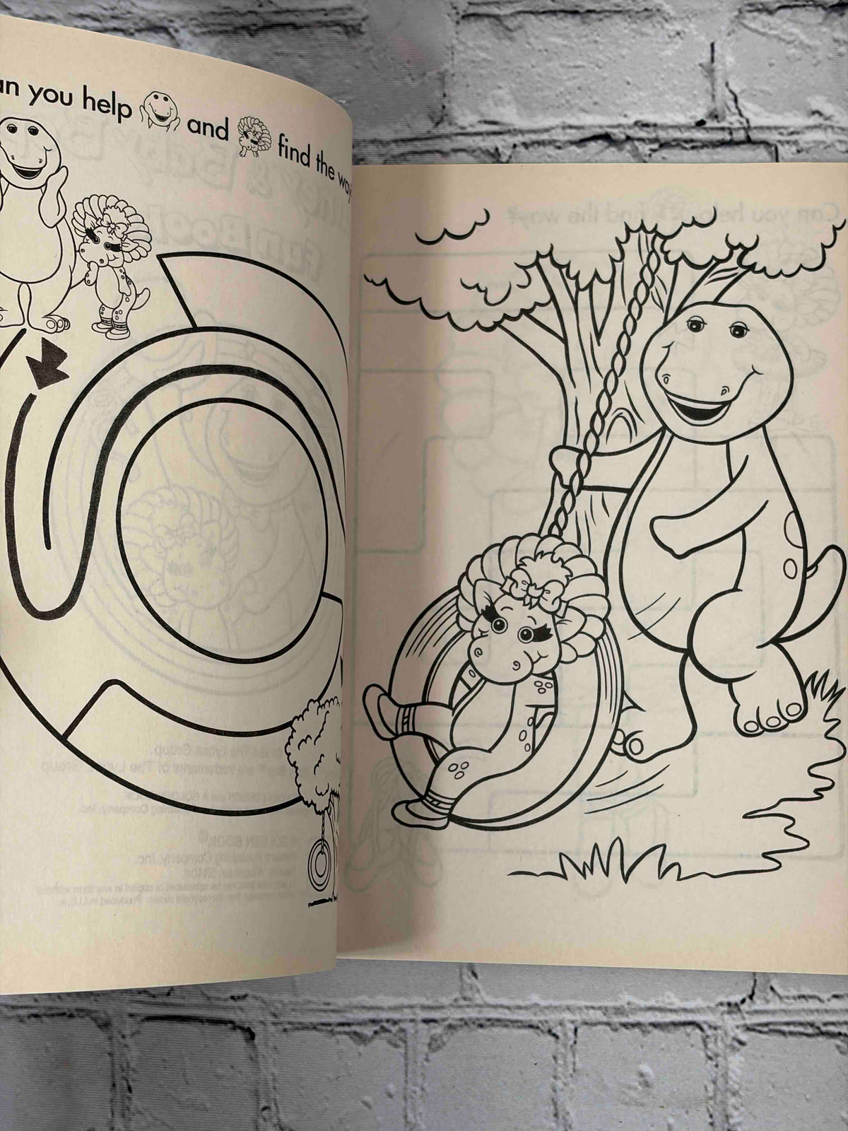 Barney & Baby Bop Fun Book, 1994 Golden - activity pages