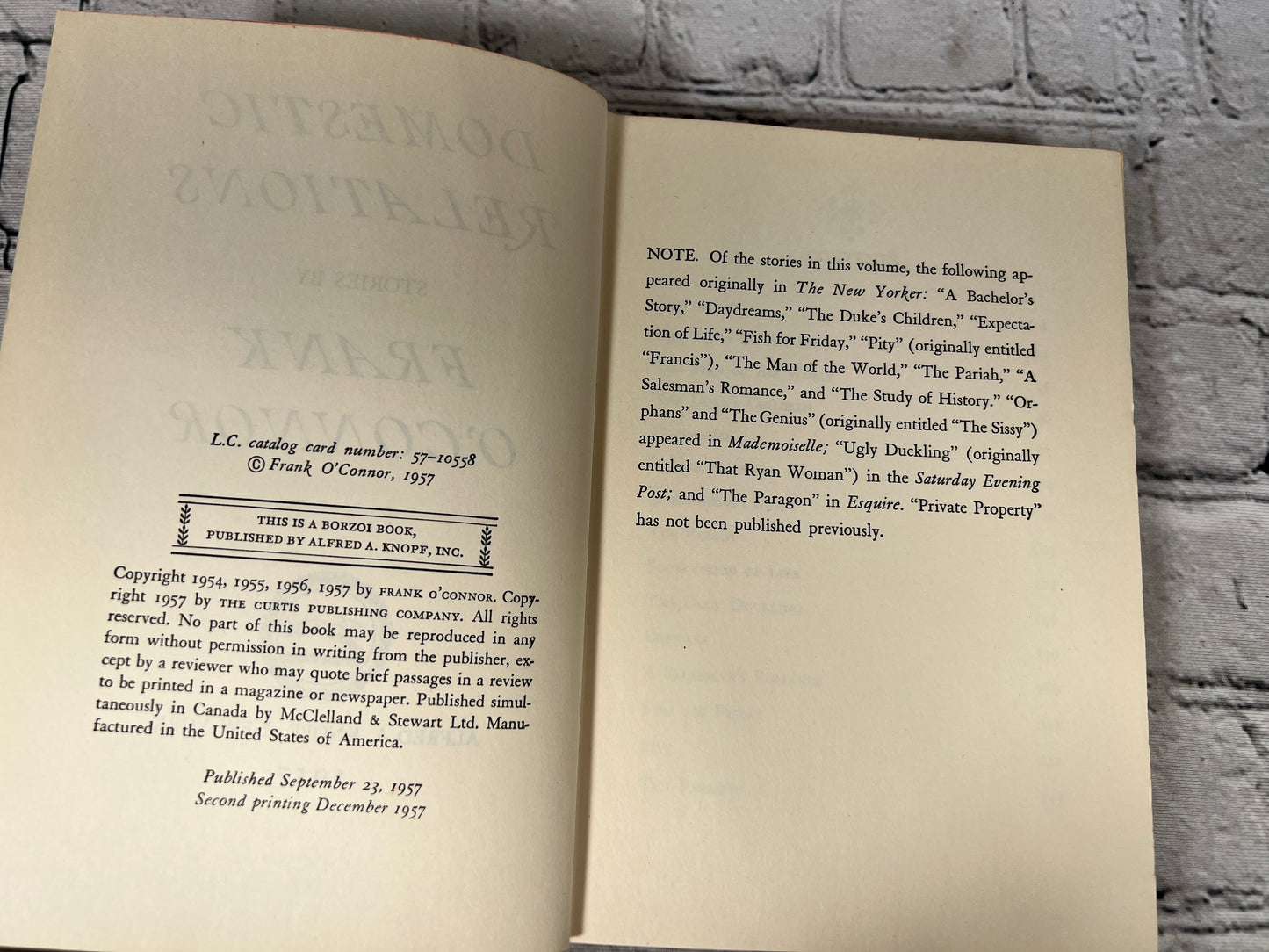 Domestic Relations by Frank O' Connor [1957 · 2nd Print]