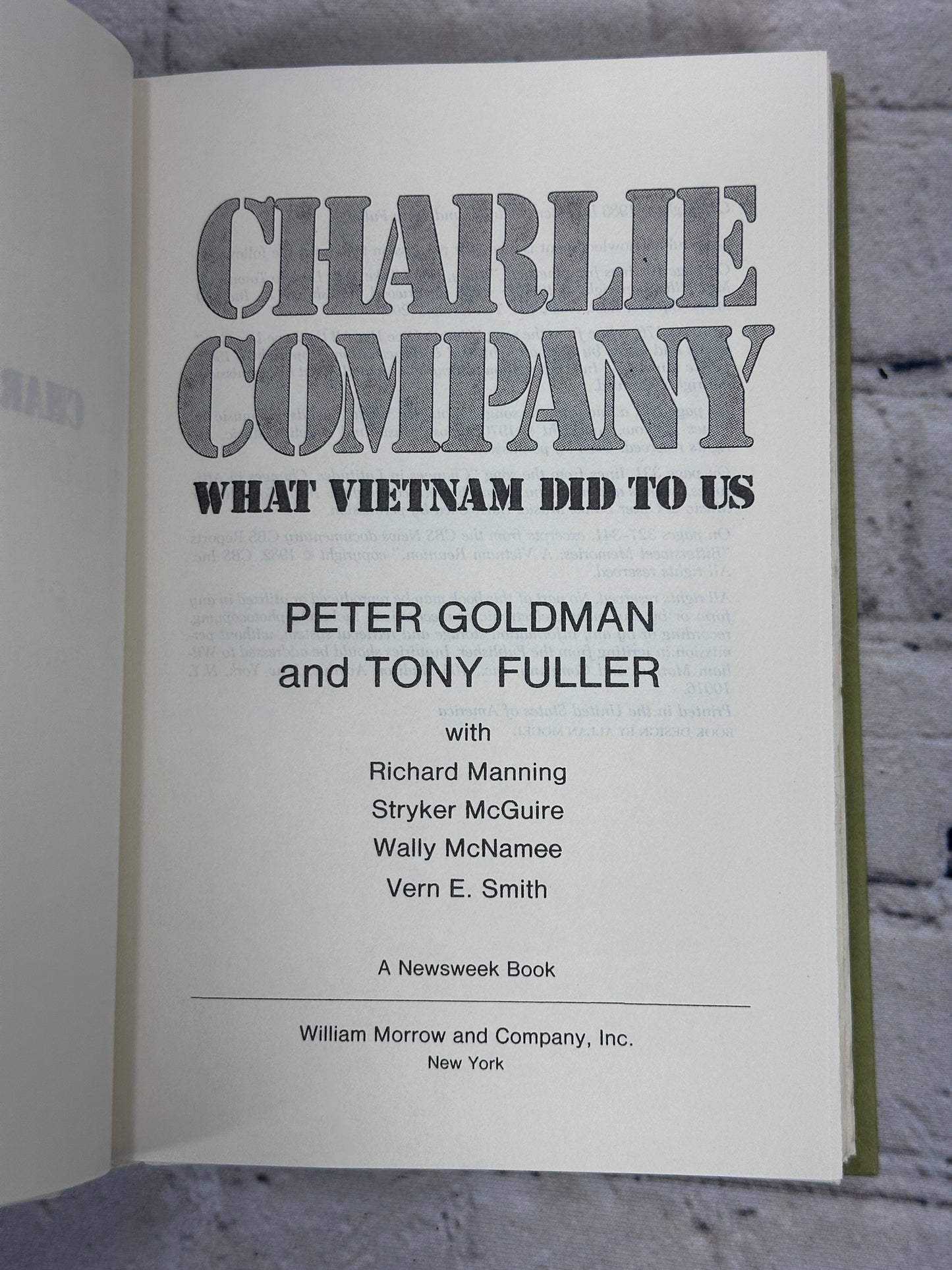 Charlie Company What Vietnam Did to Us By Peter Goldman Tony Fuller [BCE · 1983]