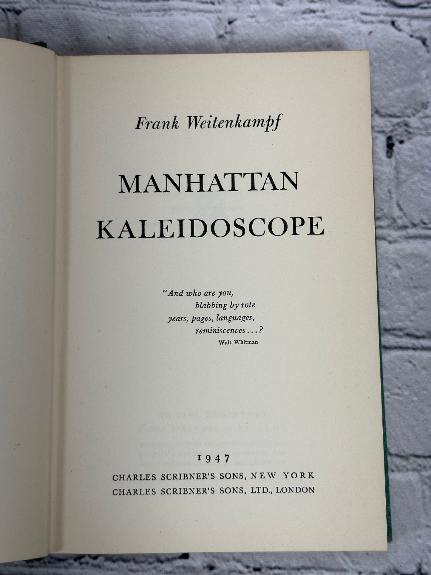 Manhattan Kaleidoscope by Frank Weitenkampf [SIGNED · 1st Print · 1947]