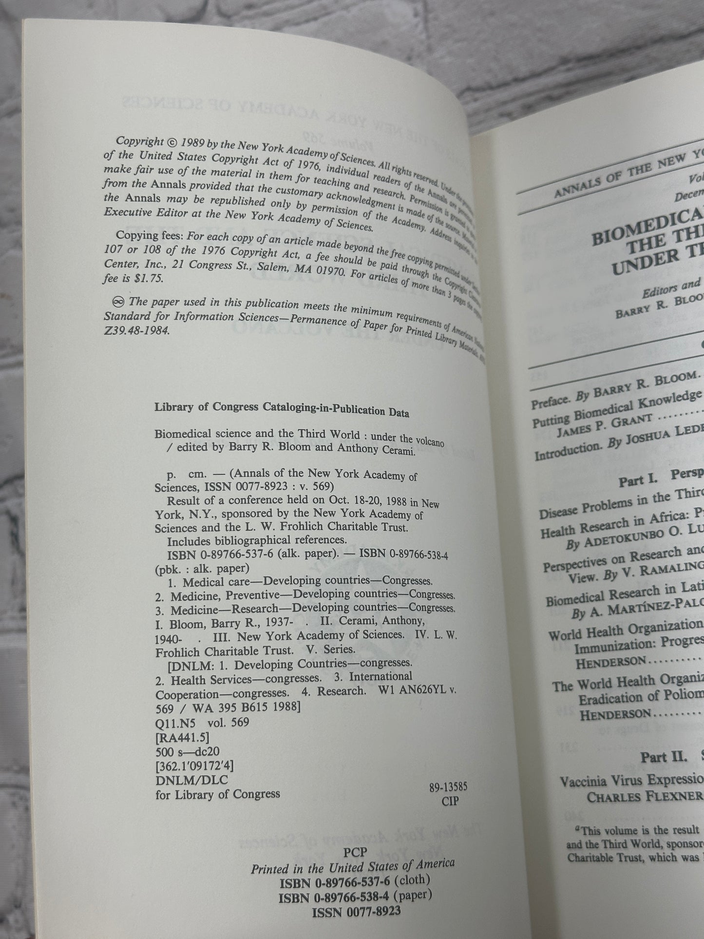 Biomedical Sciences and the Third World: Under the Volcano Vol. 569 [1989]