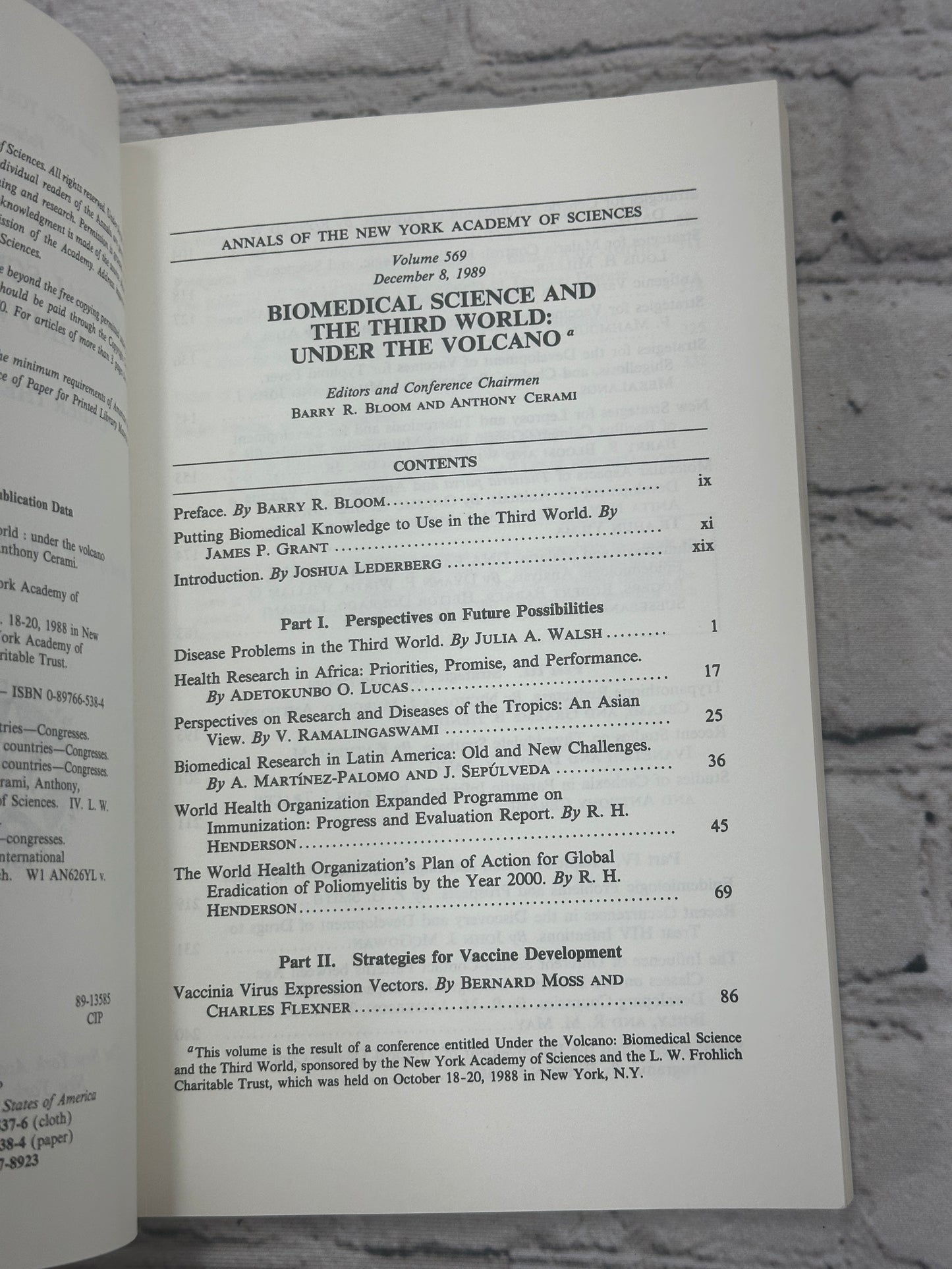 Biomedical Sciences and the Third World: Under the Volcano Vol. 569 [1989]