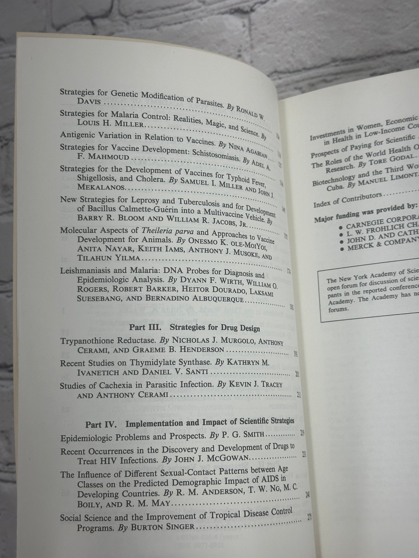 Biomedical Sciences and the Third World: Under the Volcano Vol. 569 [1989]