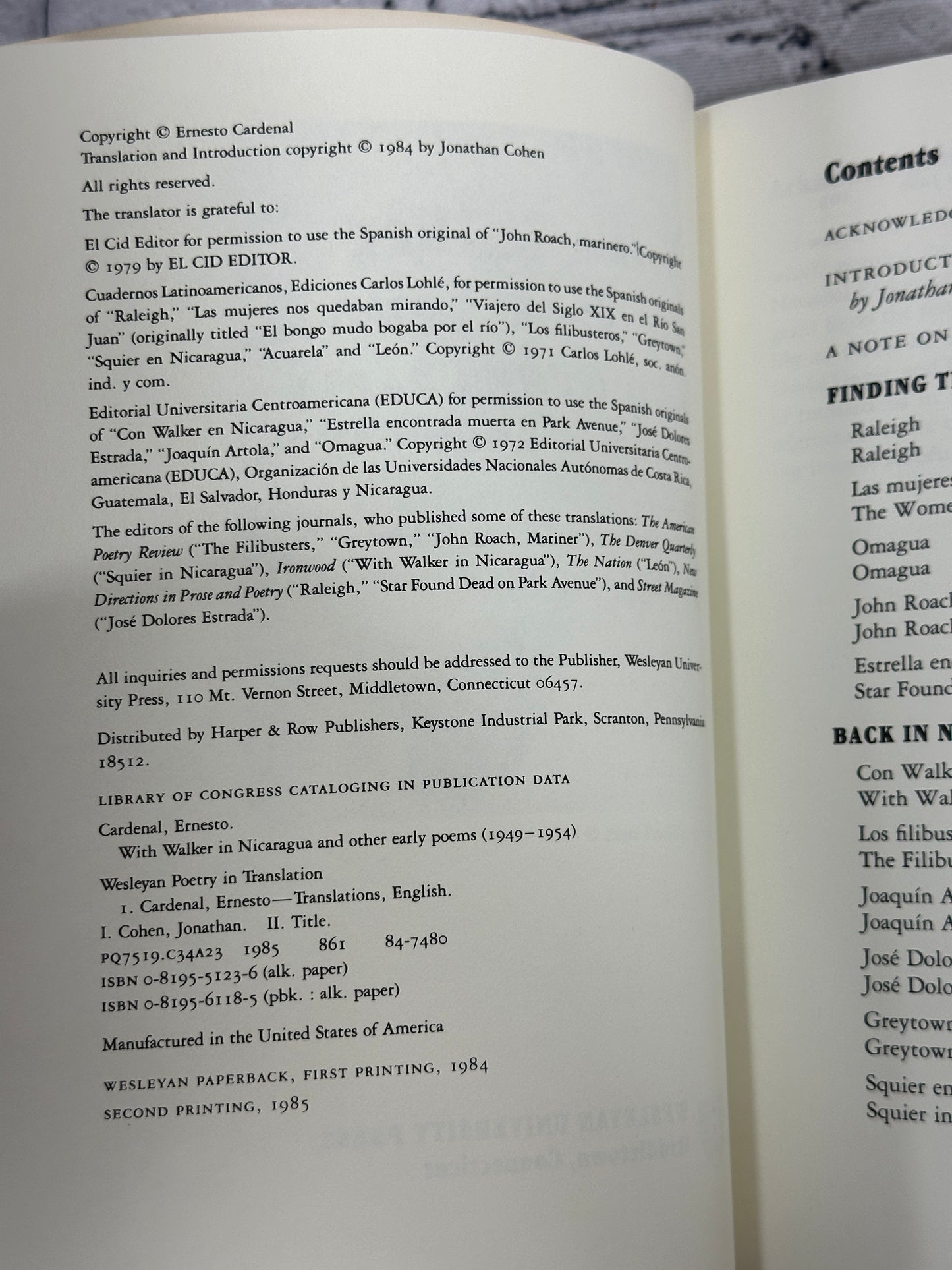 With Walker in Nicaragua and Other Early Poems by Ernesto Cardenal [1985]