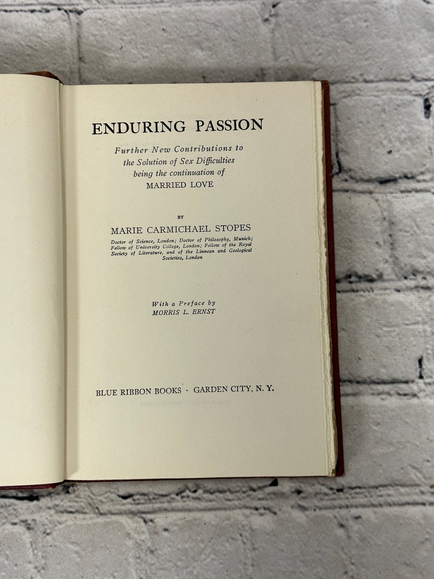 Enduring Passion by Marie Carmichael Stopes [1931]