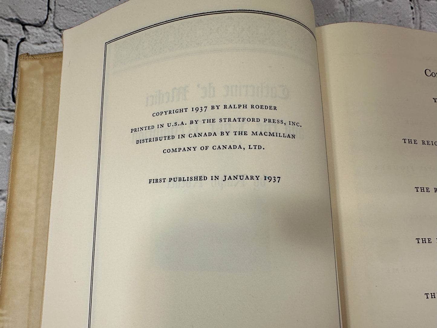 Catherine De Medici & The Lost Revolution By Ralph Roeder  [1937 · 1st Edition]