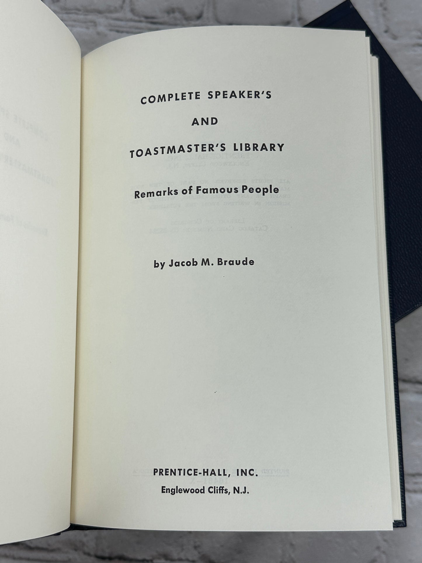 Jacob M Braude's Complete Speakers Toastmasters Library in 8 Volumes [Boxed Set]