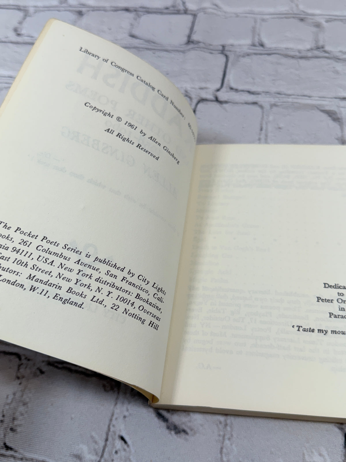 Kaddish and Other Poems 1958-1960