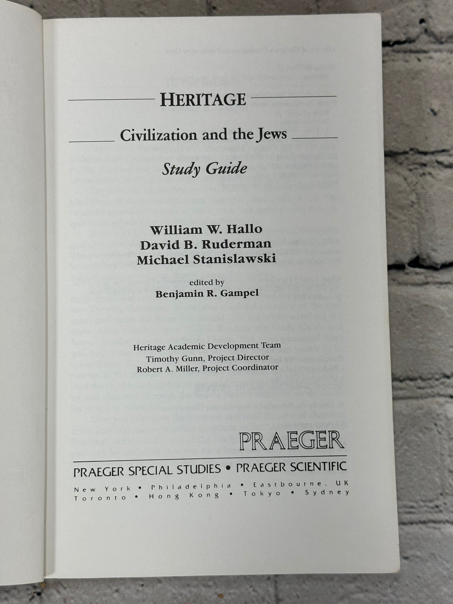 Heritage : Civilization and the Jews: Study Guide by William Hallo (1984)