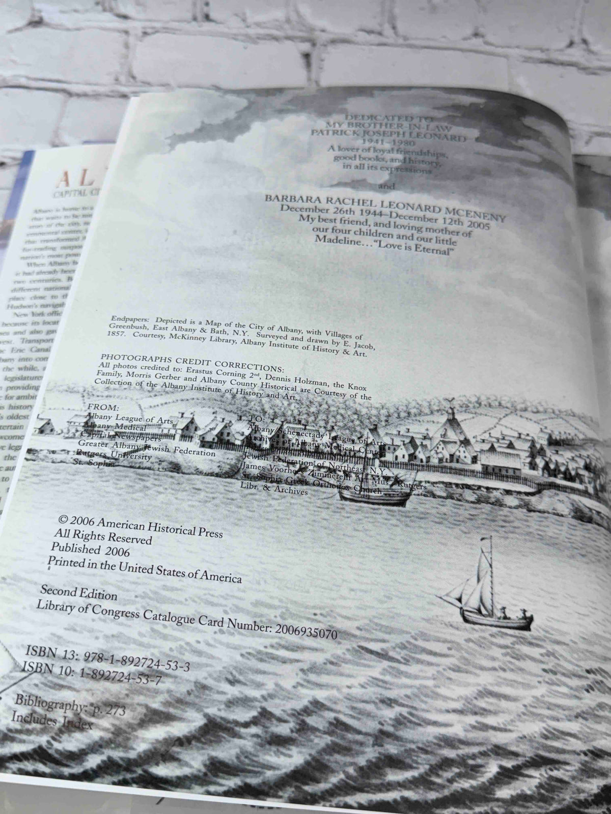 Albany: Capital City on the Hudson by John J. McEneny, 2006 signed second edition - copyright page