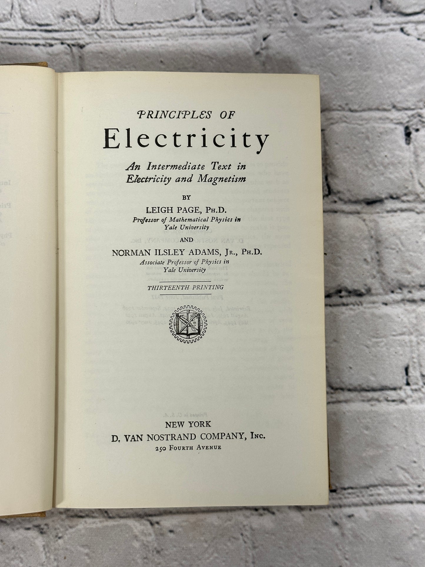 Principles of Electricity By Page & Adams [1947]