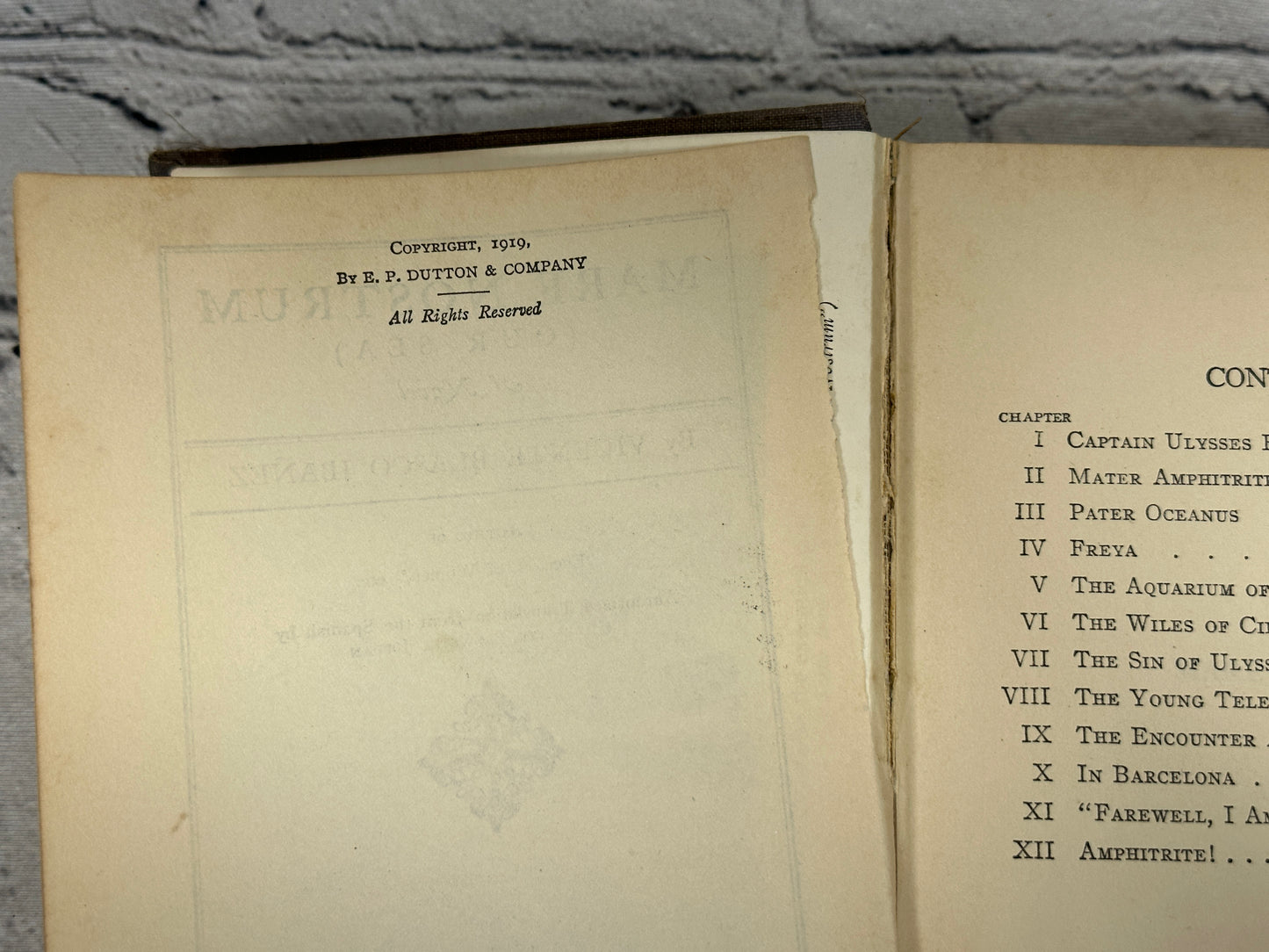 Mare Nostrum (Our Sea) A Novel By Vicente Blasco Ibanez [1919]