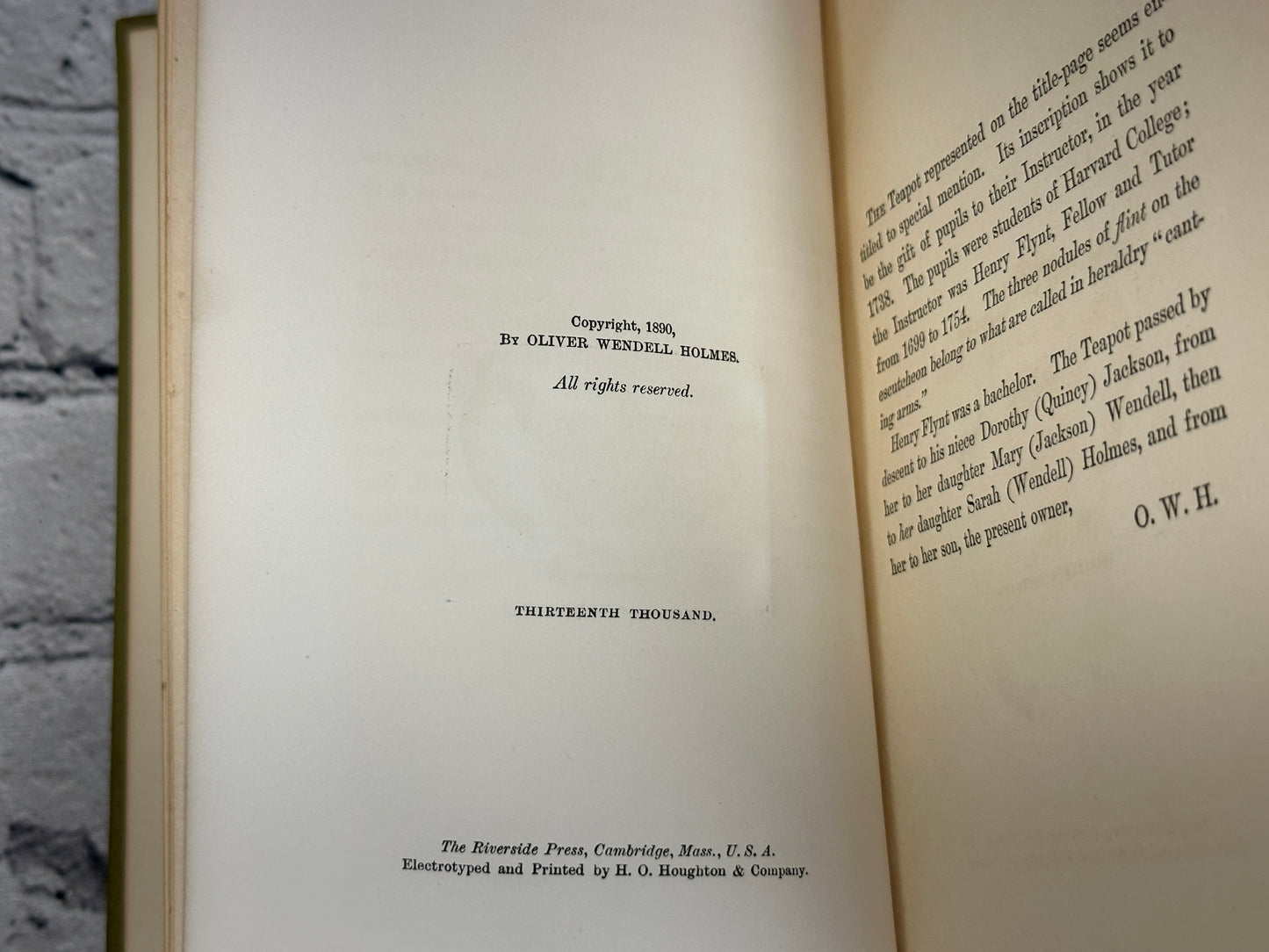 Over The Teacups By Oliver Wendell Holmes [1890 · Riverside Press]