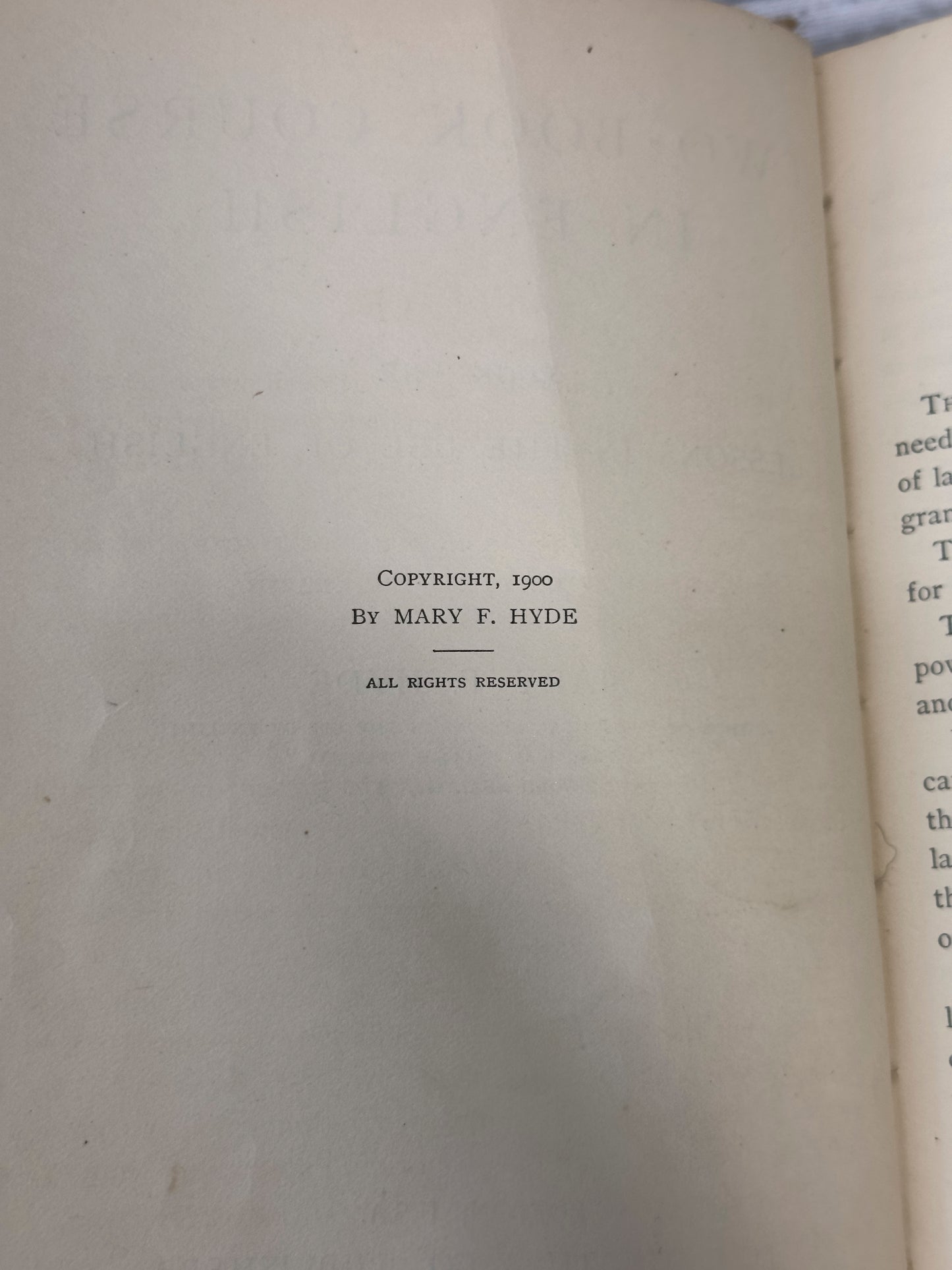 Two Book Course in English Book One by Mary Hyde [1905]