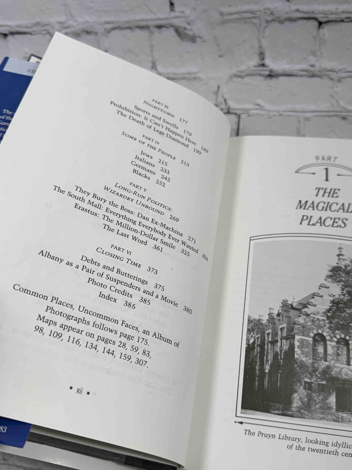 O Albany! by William Kennedy, 1983 Viking hardcover - contents and part opening