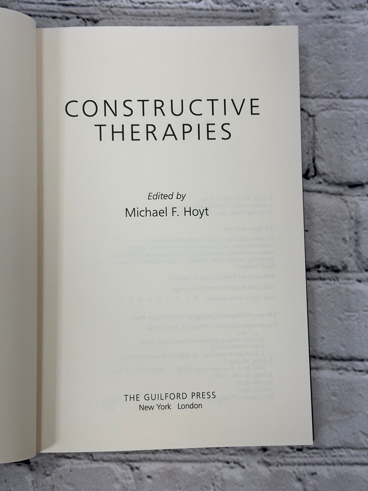 Constructive Therapies edited by Michael F. Hoyt [1994 · First Printing]