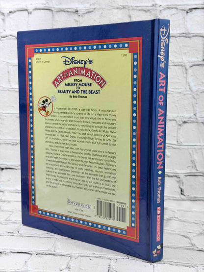 Disney's Art of Animation by Bob Thomas, 1991 Hyperion hardcover - rear cover and spine